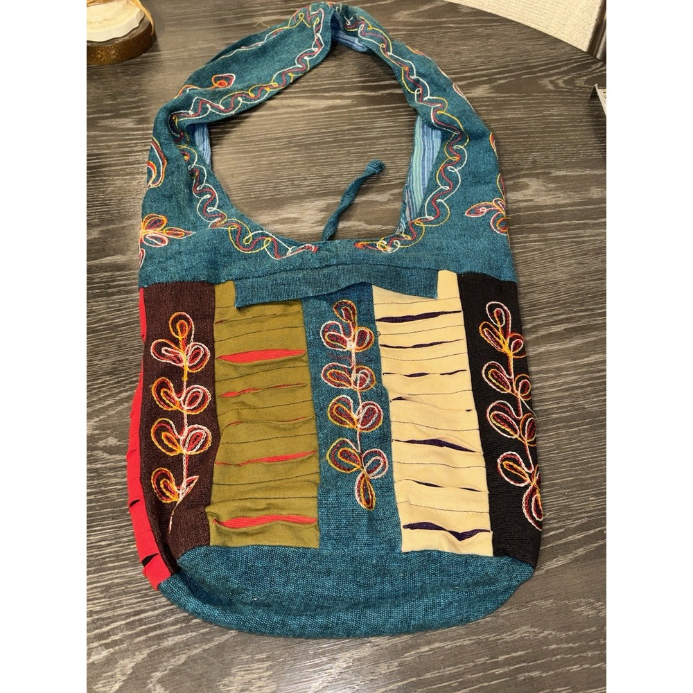 Rising‎ International Nepal Crossbody Bag Embroider Tie Dye Distress Hippie Boho